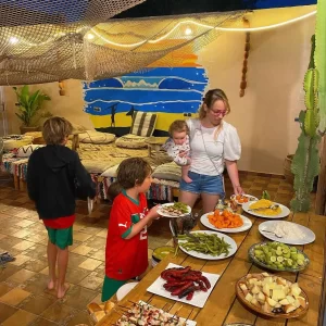 Taghazout Sun House Surf and Yoga Morocco family dinner