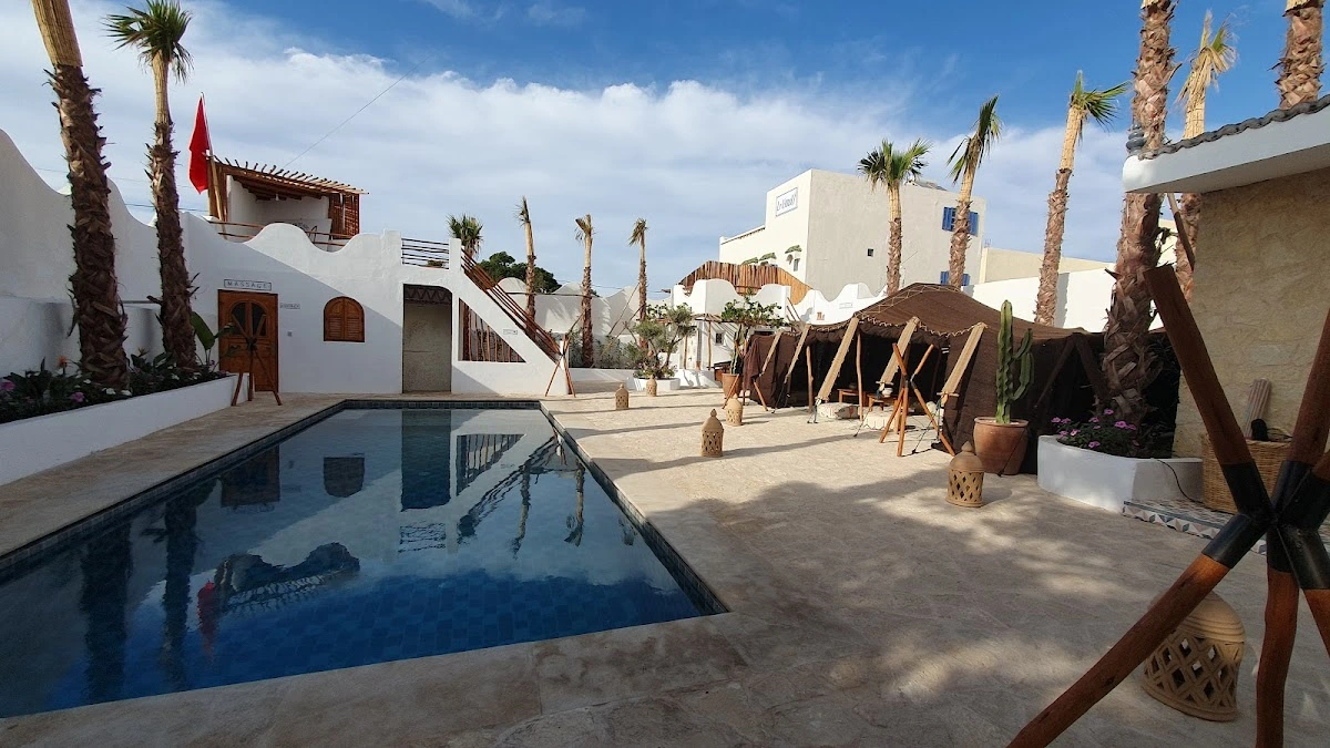 Holy Beach House pool and Berber tent in Sidi Kaouki
