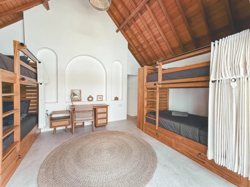 CARI Surf Camp Bali female dorm bunks desk